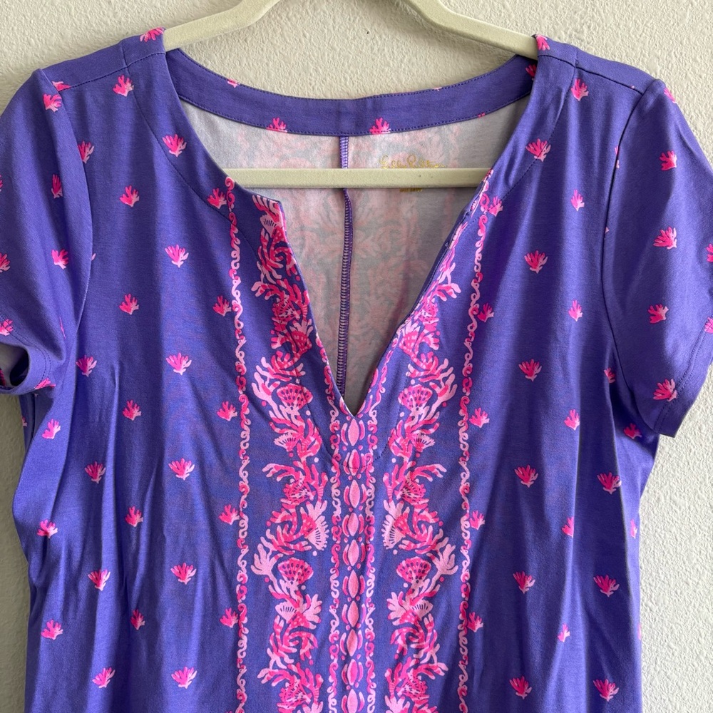 Lilly Pulitzer Sophiletta Dress Women’s Medium Mystical Purple Coral Craze - Picture 4 of 7